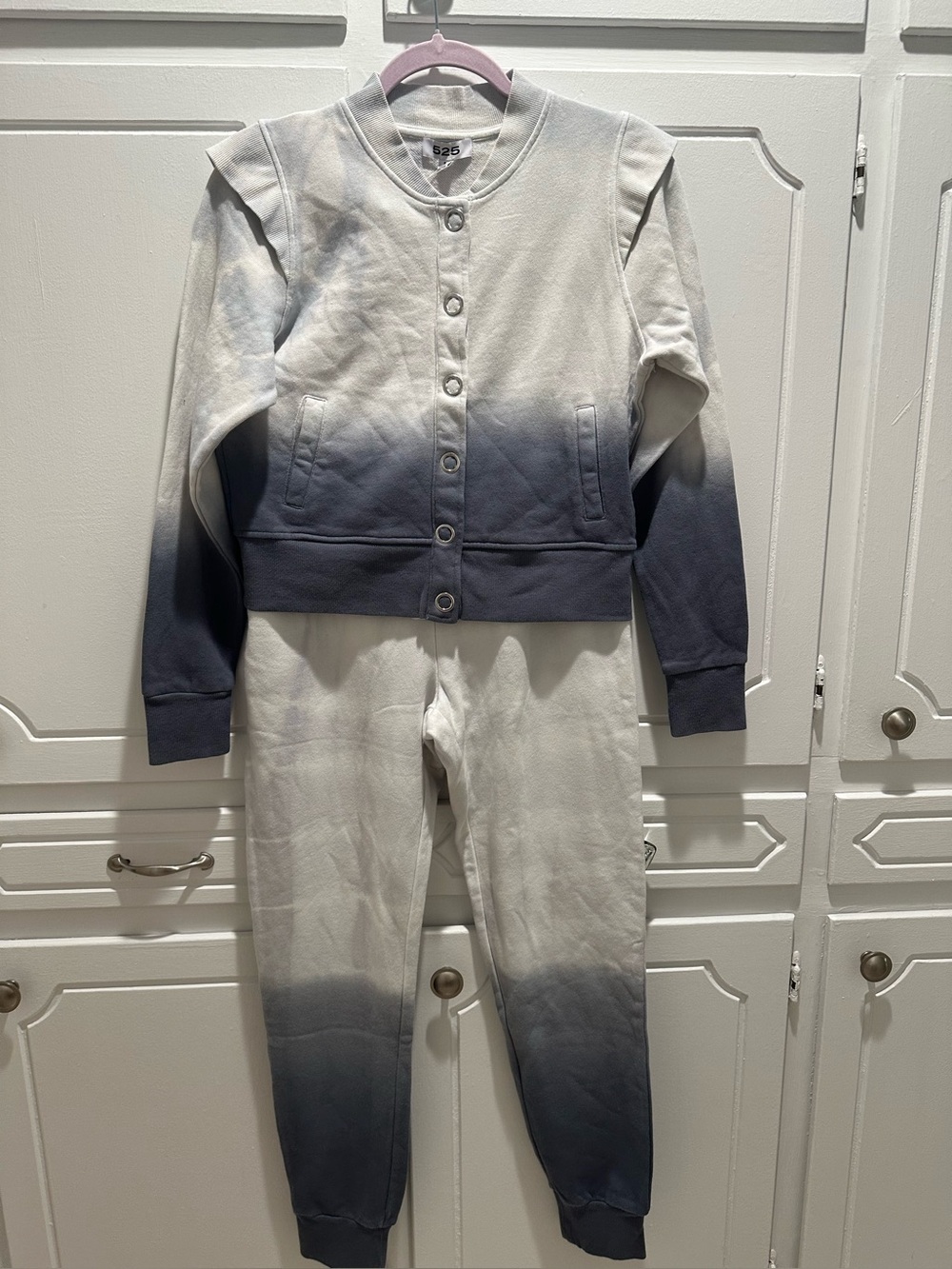 525 America grey and white tie-dye jogger set